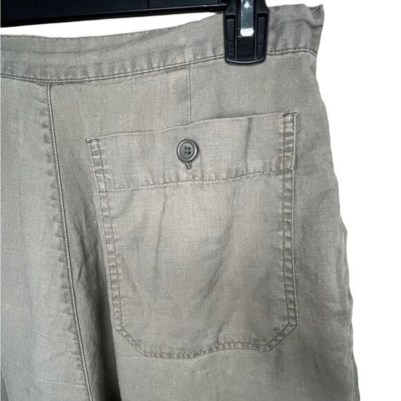 BROOKS BROTHERS Olive Green 100% Linen Pleated Shorts Pockets Size 10 - Picture 4 of 8